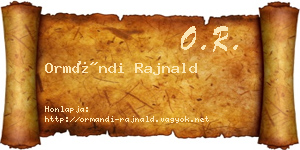Ormándi Rajnald névjegykártya
